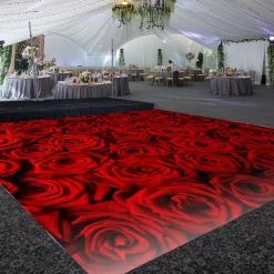 Premium Vinyl Dance Floor Wrap Custom Size - Romance Ruby Rosetta