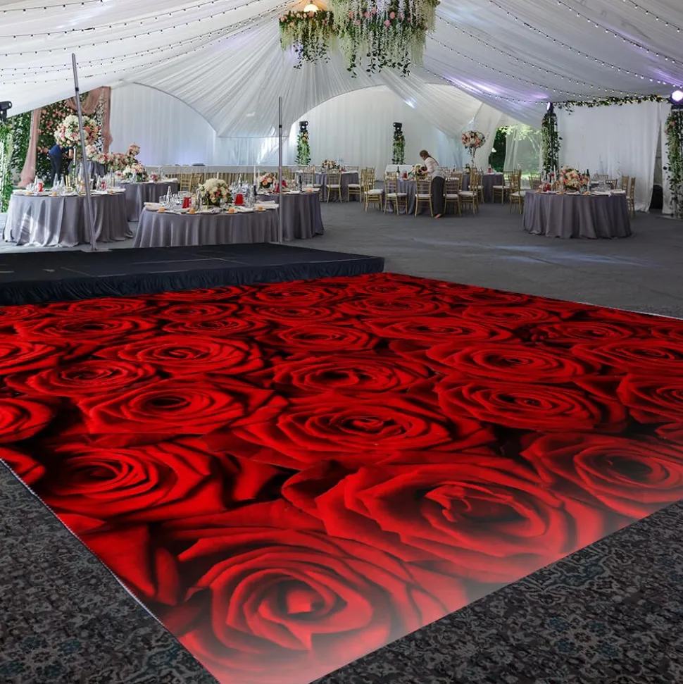 Premium Vinyl Dance Floor Wrap Custom Size - Romance Ruby Rosetta