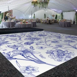 Premium Vinyl Dance Floor Wrap Custom Size - Classical Blue Bliss