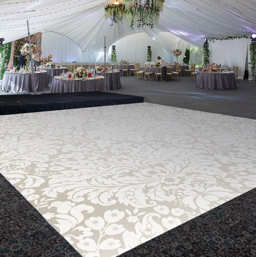 Premium Vinyl Dance Floor Wrap Custom Size - Classical Neutral Damask