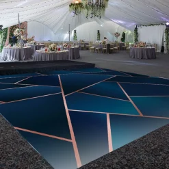 Premium Vinyl Dance Floor Wrap Custom Size - Geometric Blue Tri