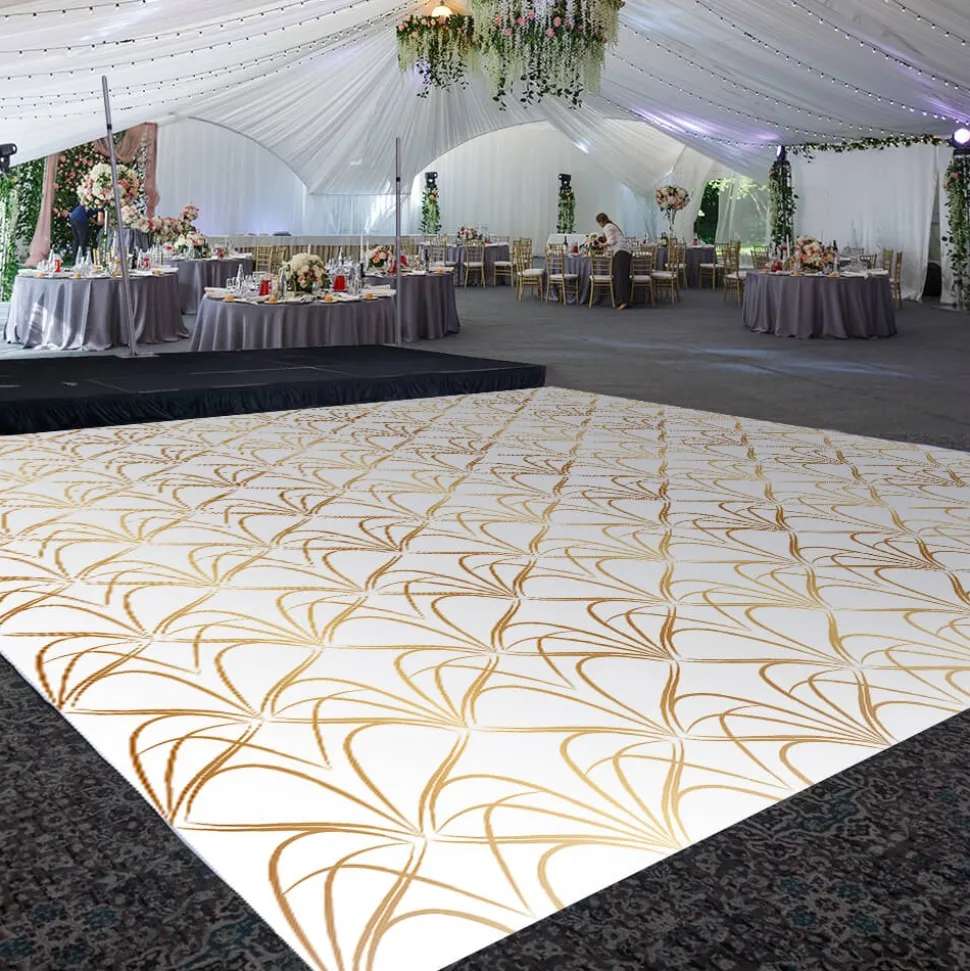 Premium Vinyl Dance Floor Wrap Custom Size - Geometric Dorado
