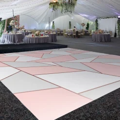 Premium Vinyl Dance Floor Wrap Custom Size - Geometric Rose Neutral