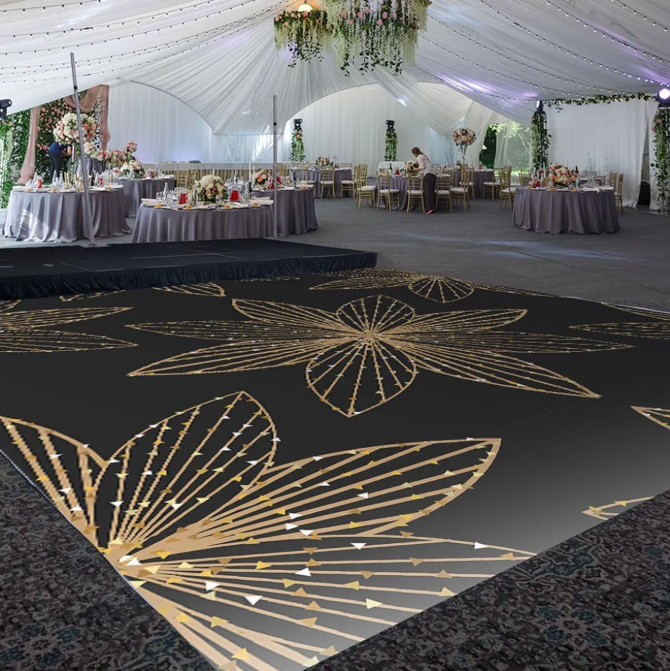 Premium Vinyl Dance Floor Wrap Custom Size - New Year's Day Gold Dome Star