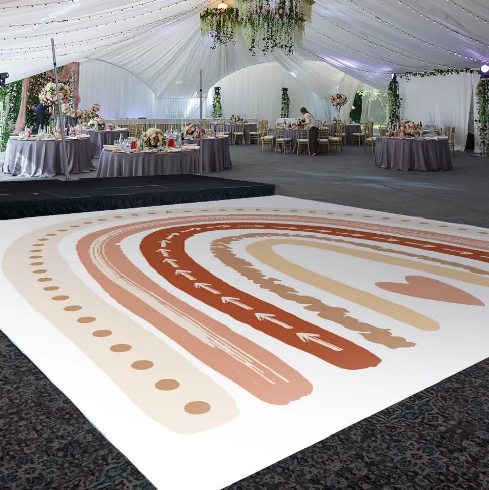 Premium Vinyl Dance Floor Wrap Custom Size - Children's Birthday Boho Mauve Rainbow