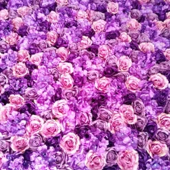 Purple & Pink Mixed Florals - Curtain Style Floral Wall - Easy Install! Select Size