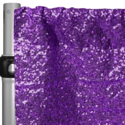 Purple Sequin Backdrop Curtain w/ 4" Rod Pocket by Eastern Mills - 12ft Long x 4.5ft Wide
