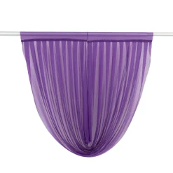 Purple Sheer Chiffon Valance Curtain – Curved Backdrop Swag Topper with Rod Pocket (4ft Wide x 4ft, 5ft, 6ft Height Options)