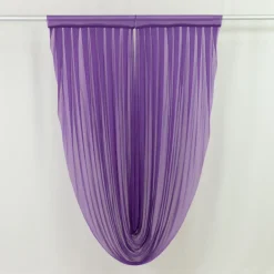 Purple Sheer Chiffon Valance Curtain – Curved Backdrop Swag Topper with Rod Pocket (4ft Wide x 4ft, 5ft, 6ft Height Options)