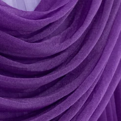 Purple Sheer Chiffon Valance Curtain – Curved Backdrop Swag Topper with Rod Pocket (4ft Wide x 4ft, 5ft, 6ft Height Options)