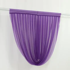 Purple Sheer Chiffon Valance Curtain – Curved Backdrop Swag Topper with Rod Pocket (4ft Wide x 4ft, 5ft, 6ft Height Options)