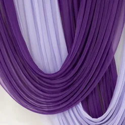 Purple Sheer Chiffon Valance Curtain – Curved Backdrop Swag Topper with Rod Pocket (4ft Wide x 4ft, 5ft, 6ft Height Options)
