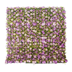 Purple & White Mixed Florals w/ Greenery - Curtain Style Floral Wall - Easy Install! Select Size