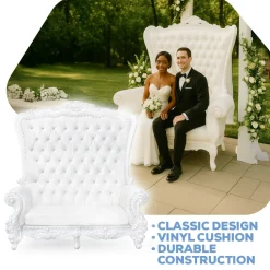 Queen Bride and Groom Throne Loveseat - White