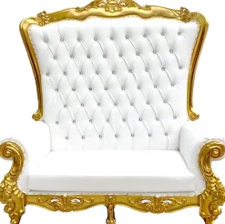Queen Bride and Groom Throne Loveseat - White & Gold
