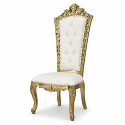 Queen Thronet Chair - Ivory Vinyl/Gold Frame