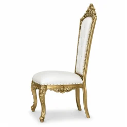 Queen Thronet Chair - Ivory Vinyl/Gold Frame