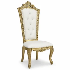 Queen Thronet Chair - Ivory Vinyl/Gold Frame