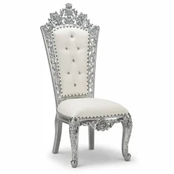 Queen Thronet Chair - White Vinyl/Silver Frame