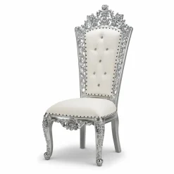 Queen Thronet Chair - White Vinyl/Silver Frame