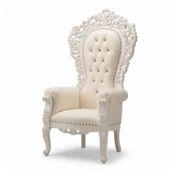 Queenship Throne Chair - White Vinyl/White Frame