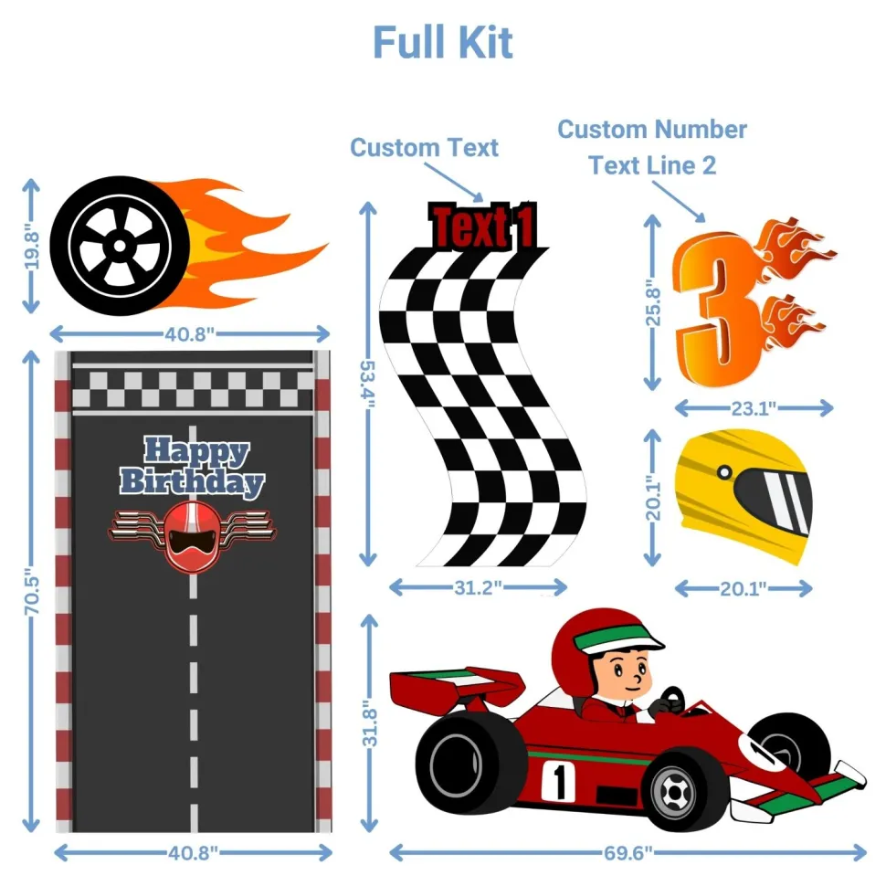Race Cars Foam Core Birthday Backdrop Kit by PopScene™