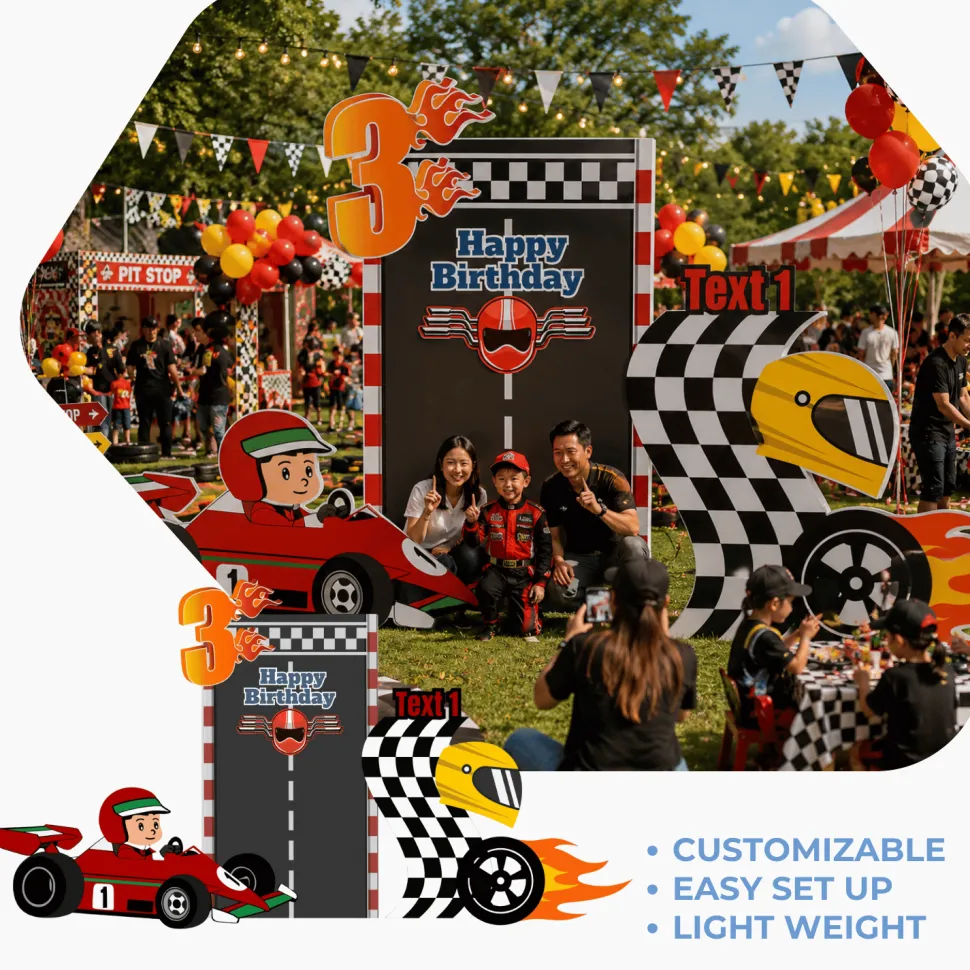 Race Cars Foam Core Birthday Backdrop Kit by PopScene™