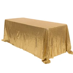 Rectangle 90" x 156" Sequin Tablecloth by Eastern Mills - Premium Quality - Gold