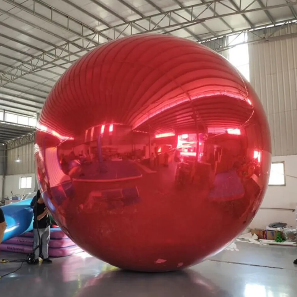 Red Giant Inflatable Mirror Ball Sphere – Maxorb™ Reflective Ceiling Event Decor – Commercial Installation Sizes