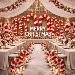 Red Giant Inflatable Mirror Candy Cane – Maxorb™ Reflective Holiday Event Decor – Commercial Installation Sizes