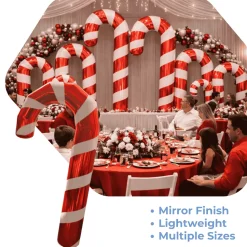 Red Giant Inflatable Mirror Candy Cane – Maxorb™ Reflective Holiday Event Decor – Commercial Installation Sizes