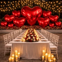 Red Giant Inflatable Mirror Heart – Maxorb™ Reflective Hanging Event Decor – Commercial Installation Sizes