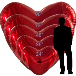 Red Giant Inflatable Mirror Heart – Maxorb™ Reflective Hanging Event Decor – Commercial Installation Sizes