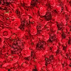 Red Mixed Floral Wall - Curtain Style - Easy Install! Select Size