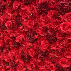 Red Mixed Floral Wall - Curtain Style - Easy Install! Select Size