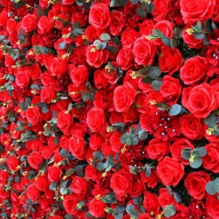 Red Rose Floral Wall - Curtain Style - Easy Install! Select Size