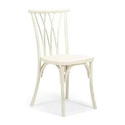 Resin Willow Stacking Chair - White with Black Grain