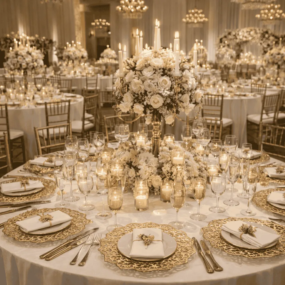 13" Round Gold Floral Cutout Charger Plates – 6 Pack Reusable Decorative Acrylic-Style Plastic Dinner Chargers