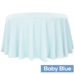 108" Round 200 GSM Polyester Tablecloth - Baby Blue
