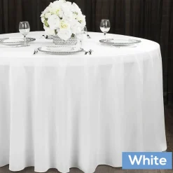 108" Round 200 GSM Polyester Tablecloth - White