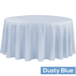 120" Round 200 GSM Polyester Tablecloth - Dusty Blue