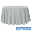 120" Round 200 GSM Polyester Tablecloth - Gray/Silver
