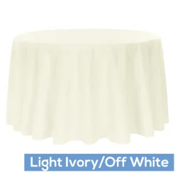 120" Round 200 GSM Polyester Tablecloth - Light Ivory/Off White