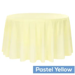 120" Round 200 GSM Polyester Tablecloth - Pastel Yellow
