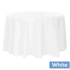 120" Round 200 GSM Polyester Tablecloth - White