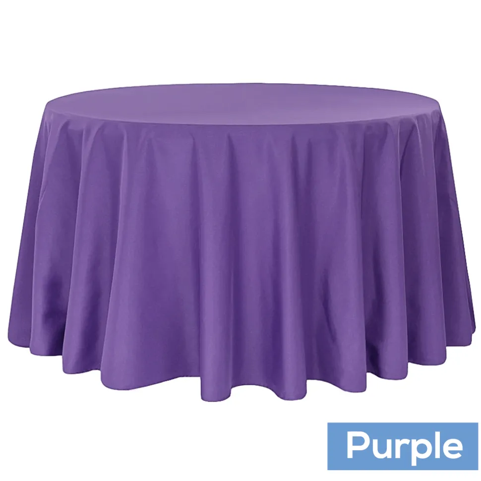 108" Round 200 GSM Polyester Tablecloth - Purple