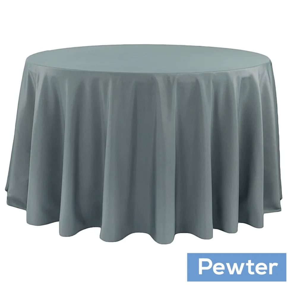 120" Round 200 GSM Polyester Tablecloth - Pewter