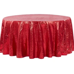 120" Round Sequin Tablecloth - Apple Red