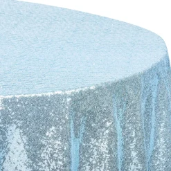 120" Round Sequin Tablecloth - Baby Blue