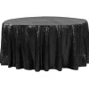 132" Round Sequin Tablecloth - Black